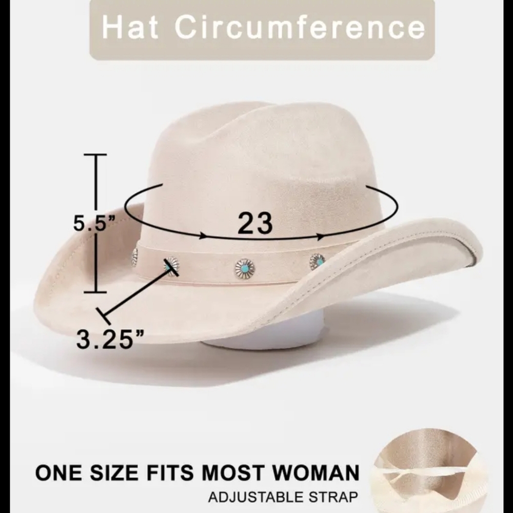 Black Turquoise studded Cowgirl Hat - Picture 2 of 2